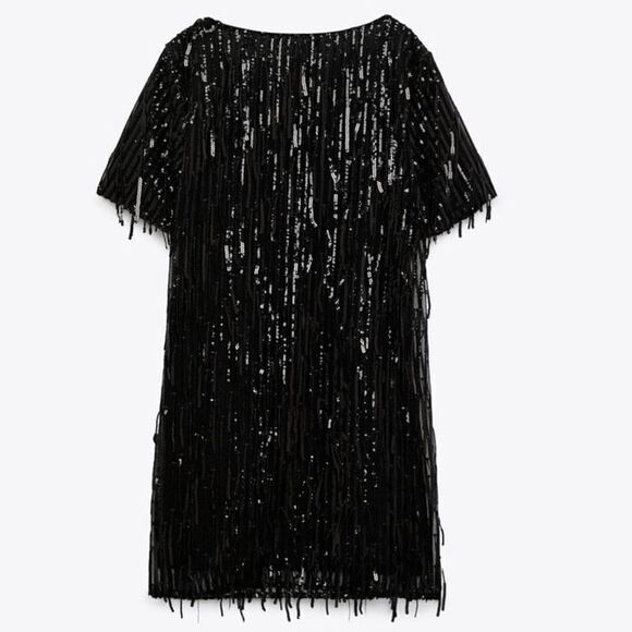 Zara Sequin Fringed Dress New - Picture 6 of 6